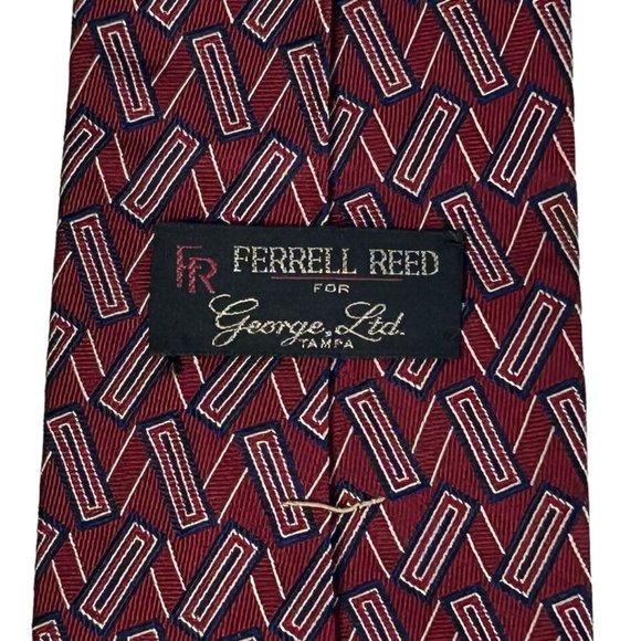 FR Ferrell Reed Burgundy 100% Silk Mens Tie 3.75"x58" Classic Designer‎ Necktie - Picture 6 of 10
